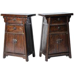 Pair of Chinese Bed Side Chests with Restoration