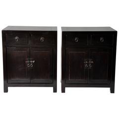 Pair of Chinese Bed Side Chests with Restoration