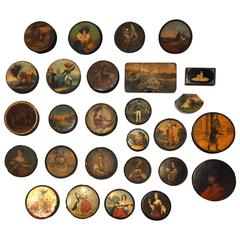 Set of 27 Painted Papier Mâché and Metal Snuff Boxes 6