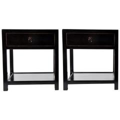 Antique Pair of Chinese Bed Side Chests with Restoration