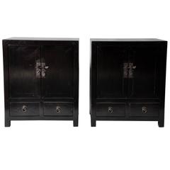Pair of Chinese Bed Side Chests with Restoration