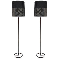 Jacques Adnet Tall Chrome Floor Lamps