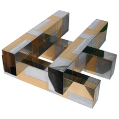 Paul Evans 'Cityscape' Coffee Table in Brass and Chrome