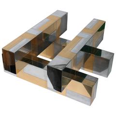 Paul Evans 'Cityscape' Coffee Table in Brass and Chrome 2