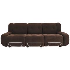 Vintage Dark Large Brown Sofa in the Style of Tobia Scarpa