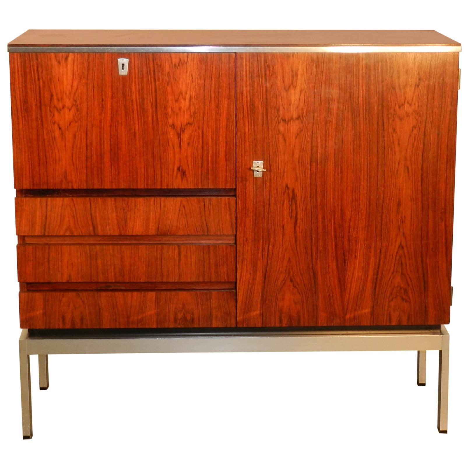 1970 Storage Cabinet in Rosewood Veneer and Chrome