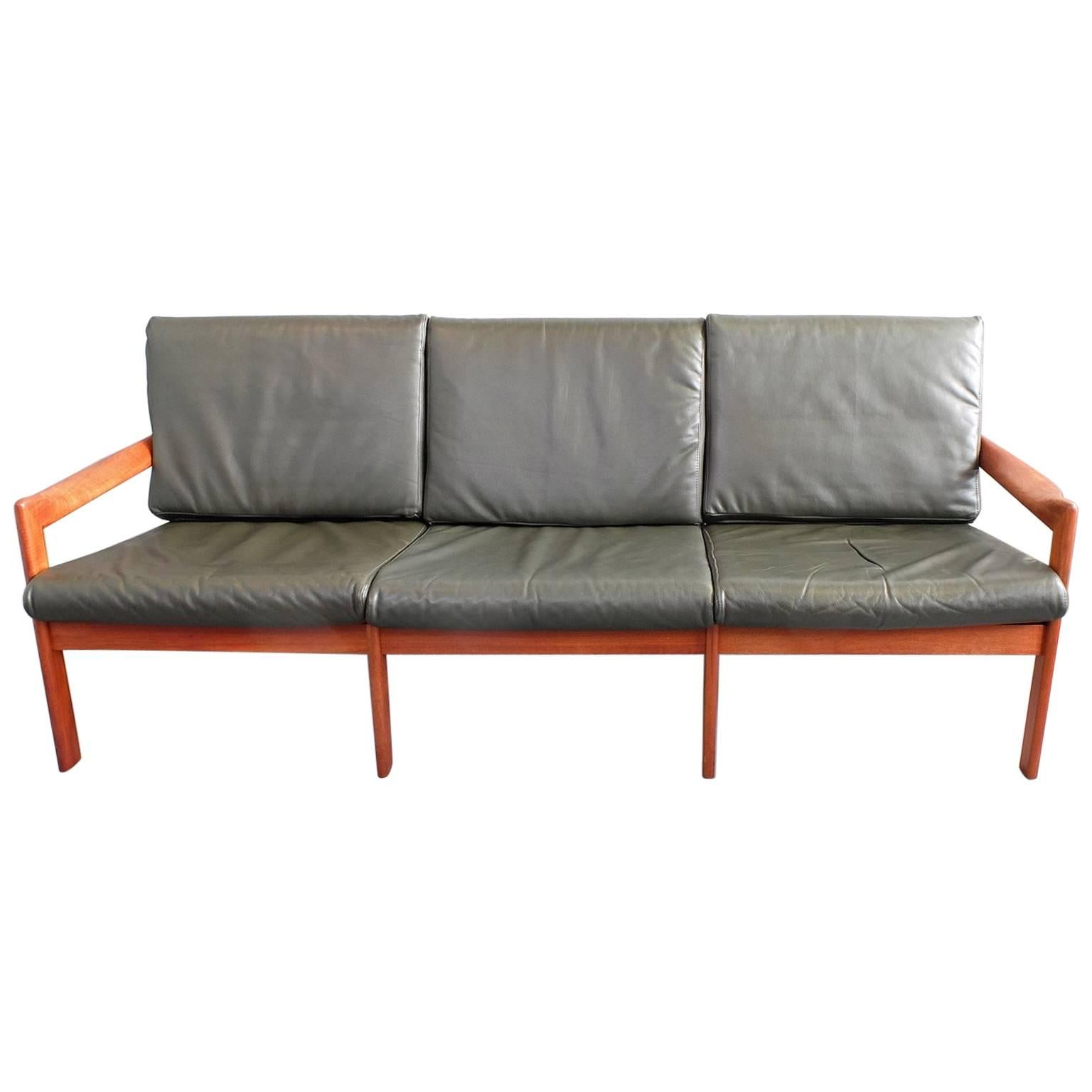 Illum Wikkelso Three Seat Teak Sofa, Danish, 1960s, Produced by Eilersen