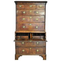 Antique Georgian I Unique Chest on Chest with Integrated Writing Desk, circa 1720
