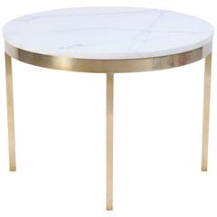 Brass and Marble Round Accent Table by Nicos Zographos