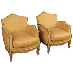 20th Century Pair of Venetian Lacquered and Gilded Armchairs