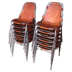 Selected by Charlotte Perriand for the Les Arcs Ski Resort, 12 Leather Chairs