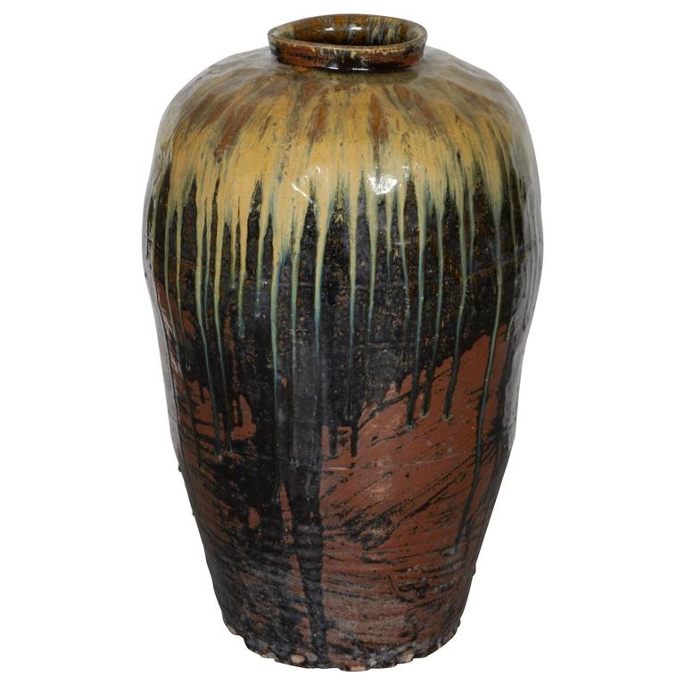 Tall Antique Ceramic Wine Jar For Sale at 1stdibs