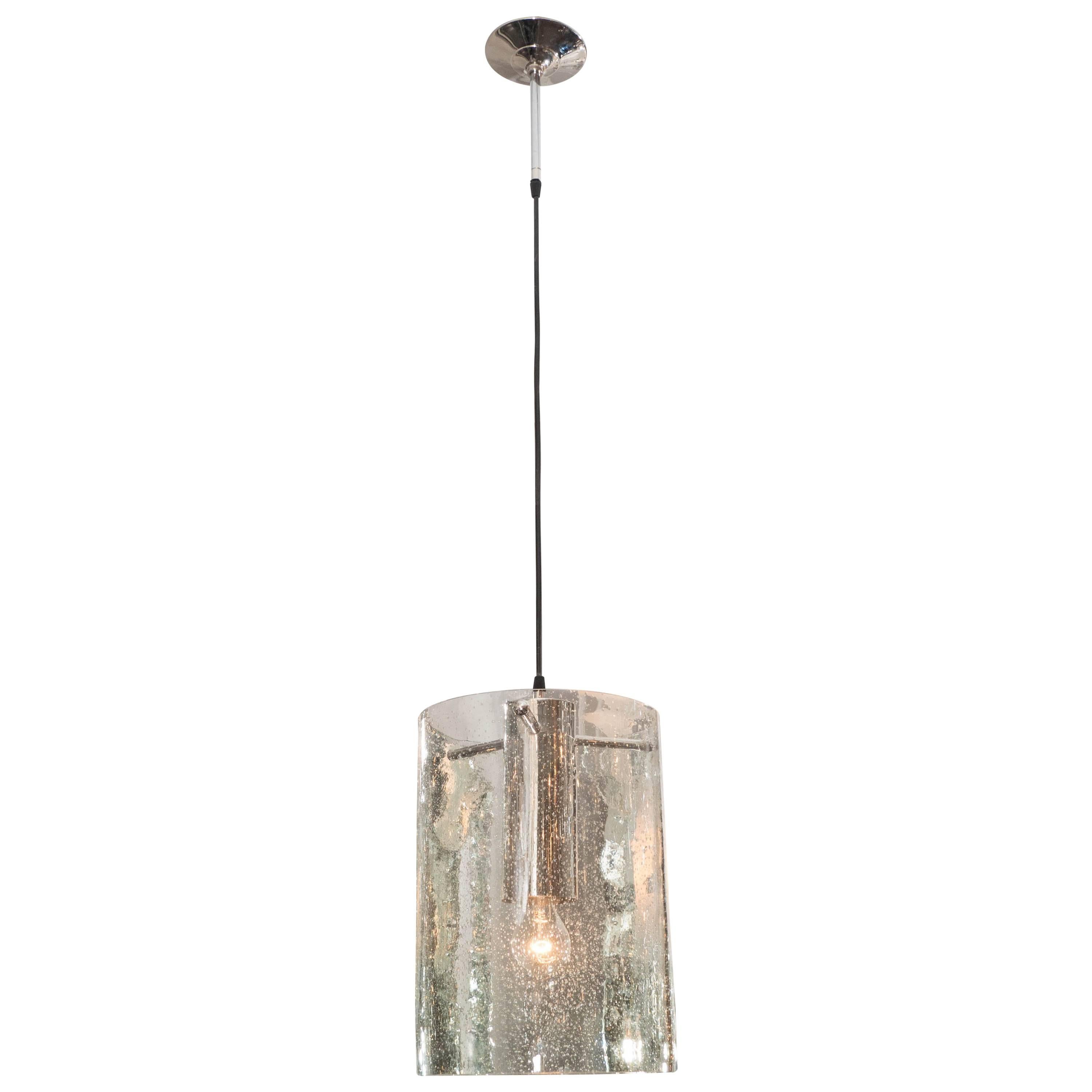 Silver Seeded Glass Tubular Pendant For Sale