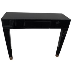 Black Glass Wall Mount Console Table