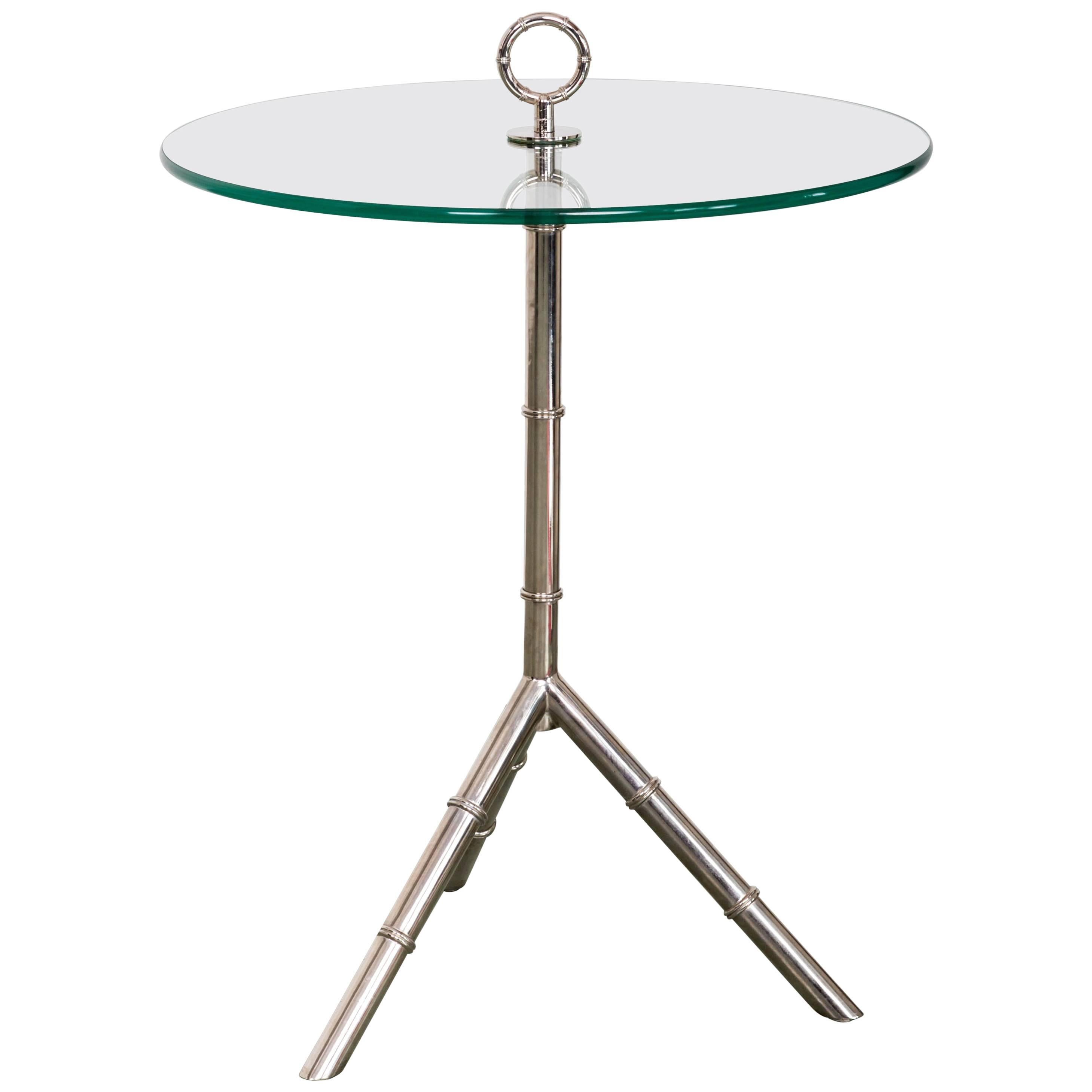 Modern Glass and Chrome Side Table For Sale