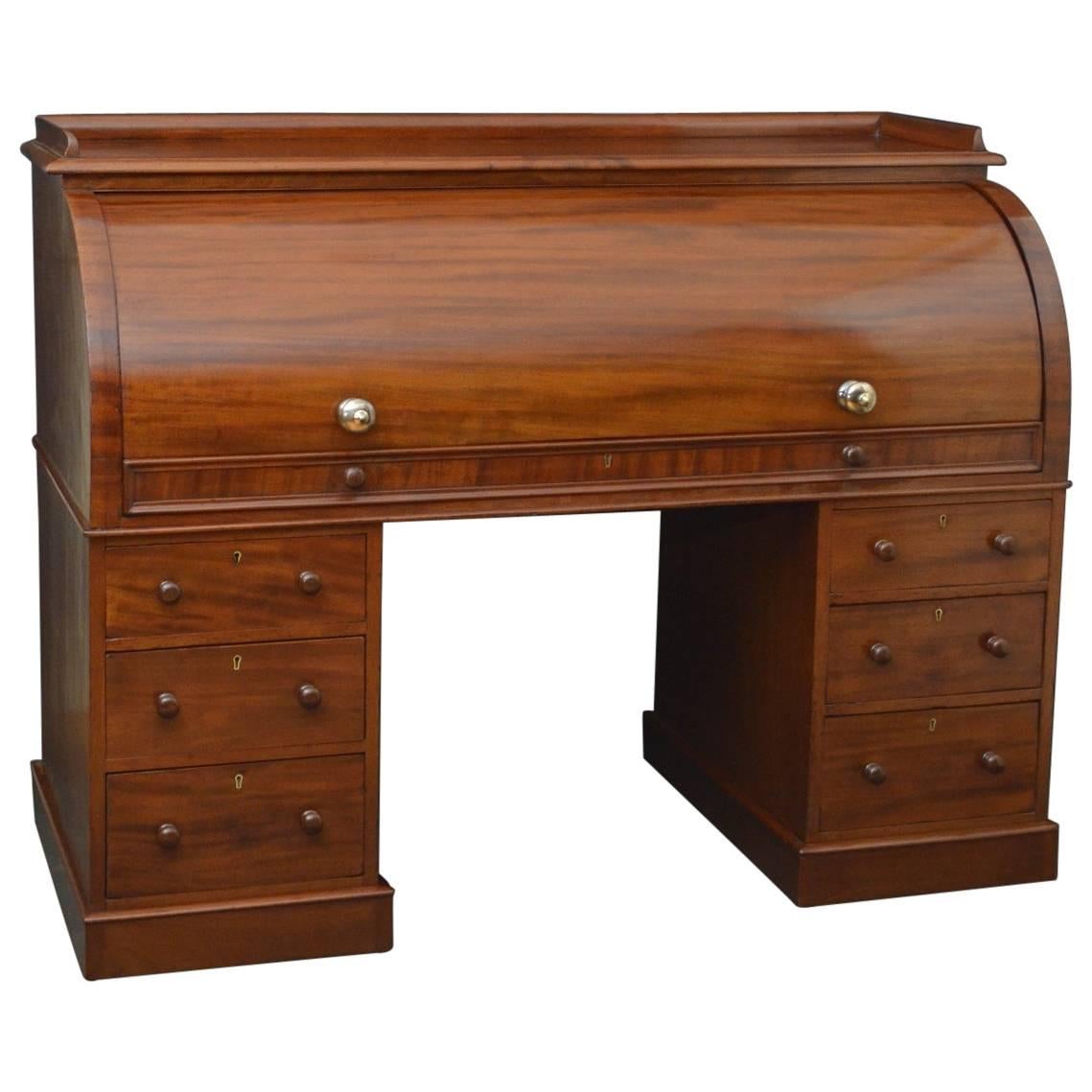 Victorian Pedestal Desk, Mahogany Bureau