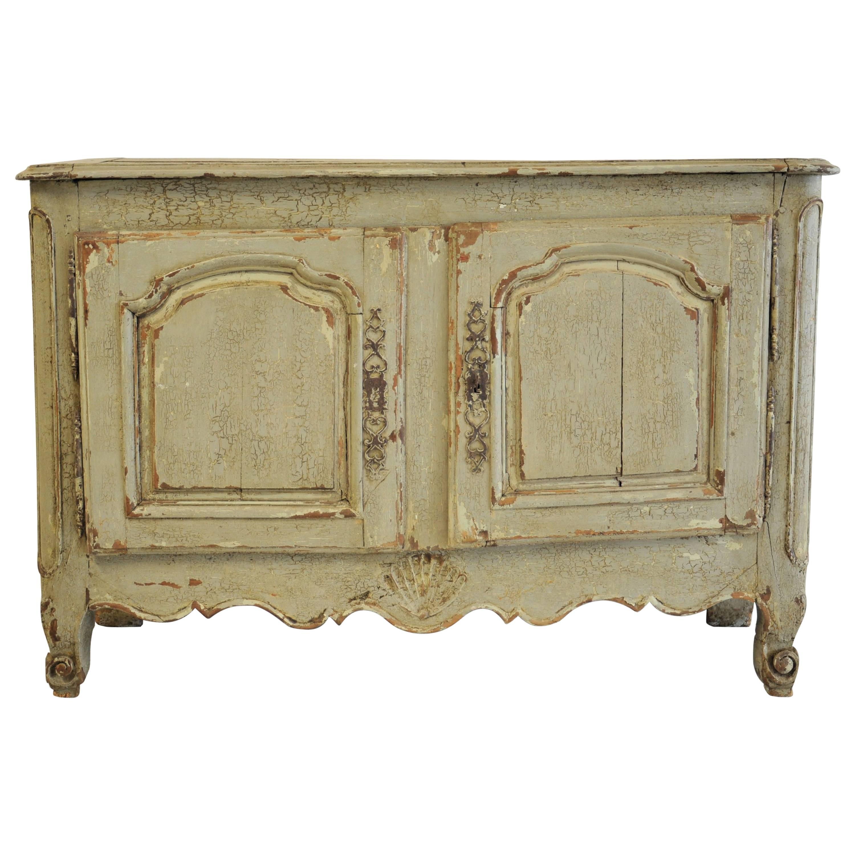 Antique French Buffet Cabinet with Blue and Grey Patina For Sale