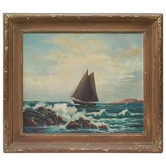 Vintage 1942 Alfred Aarons Sailboat Painting