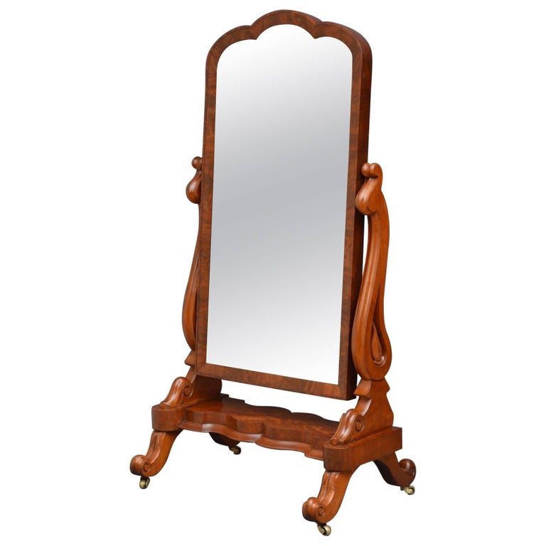 Fine Early Victorian Mahogany Cheval Mirror at 1stDibs