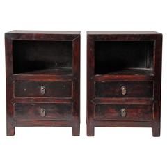 Antique Pair of Chinese Bed Side Chests with Restoration