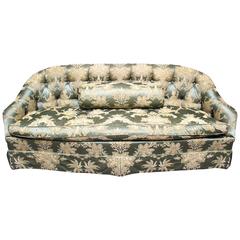 American Vintage Custom Sofa Upholstered in Chinoiserie Silk Damask