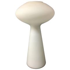 Tall White Frosted Glass Mushroom Lamp by Laurel