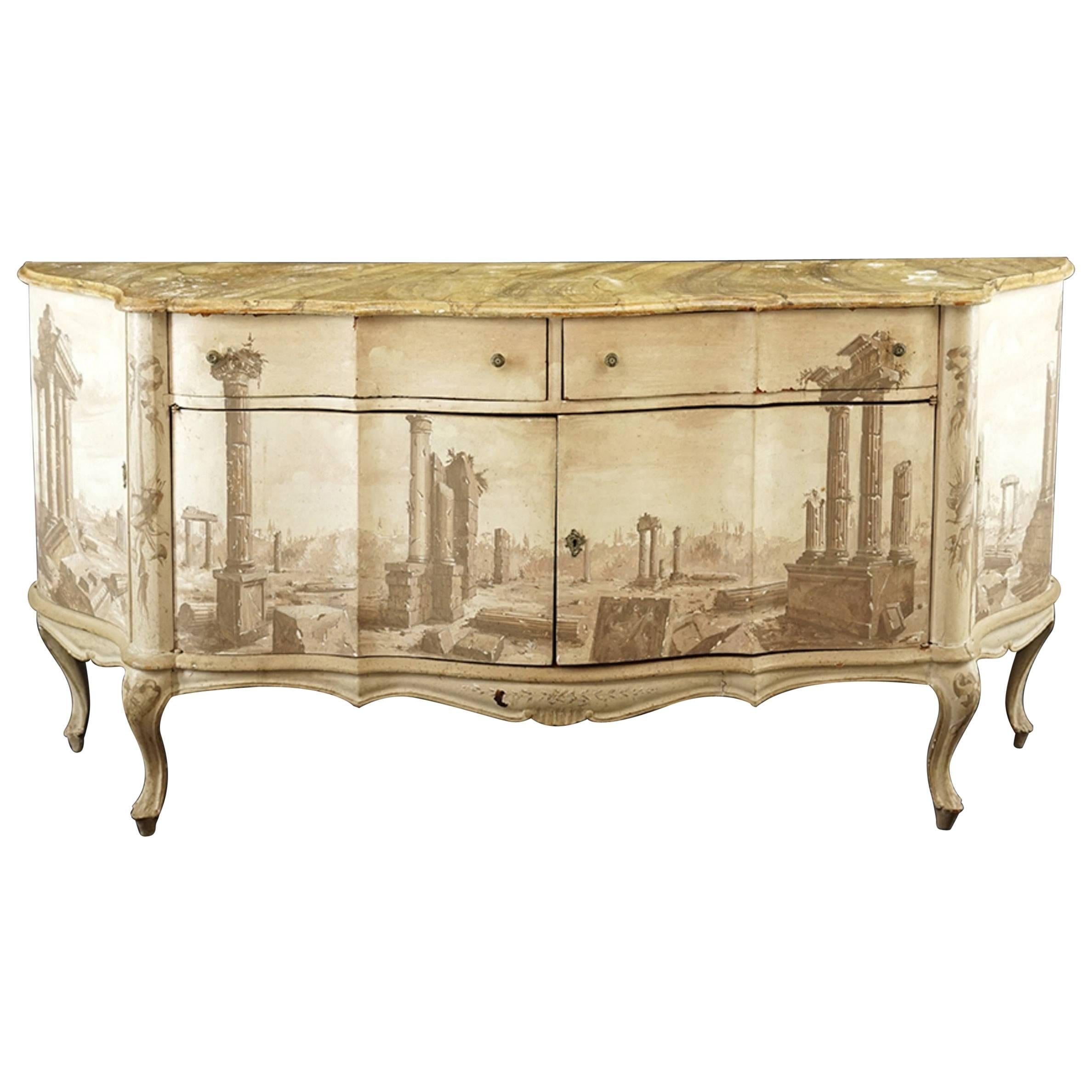  Italian Trompe L 'Oeil Sideboard In The Style Of Fornasette.   