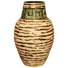 Contemporary Handmade, Hand Glazed Relief Carved Vase
