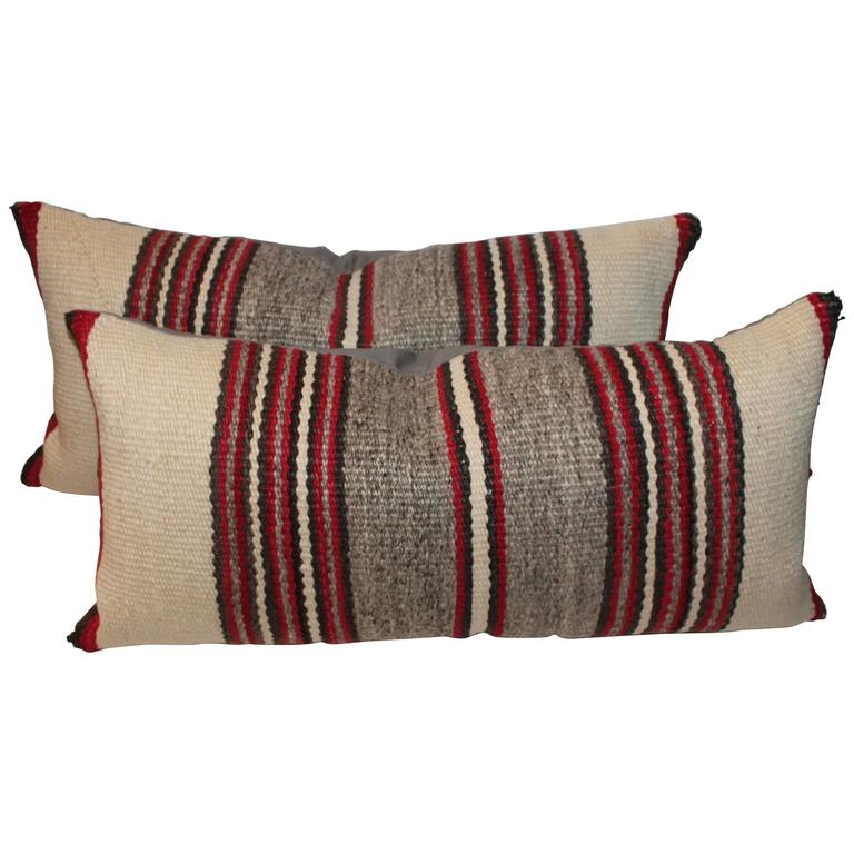 Pair of Navajo Indian Saddle Blanket Pillows For Sale at 1stdibs