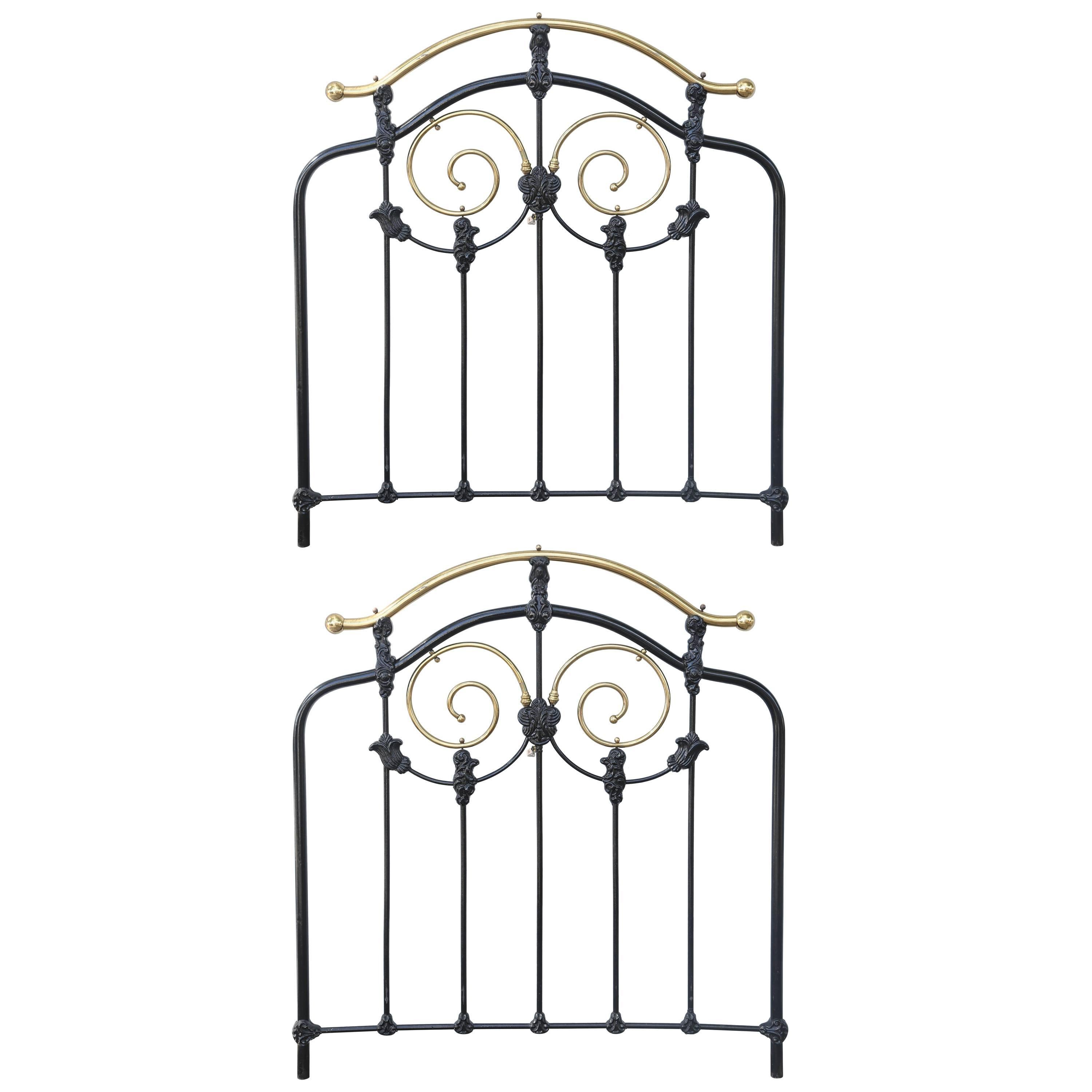 Pair of 1900
s English Twin Brass and Iron Headboards