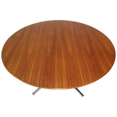 Amazing Walnut Grain Florence Knoll Round Dining Conference Table 5