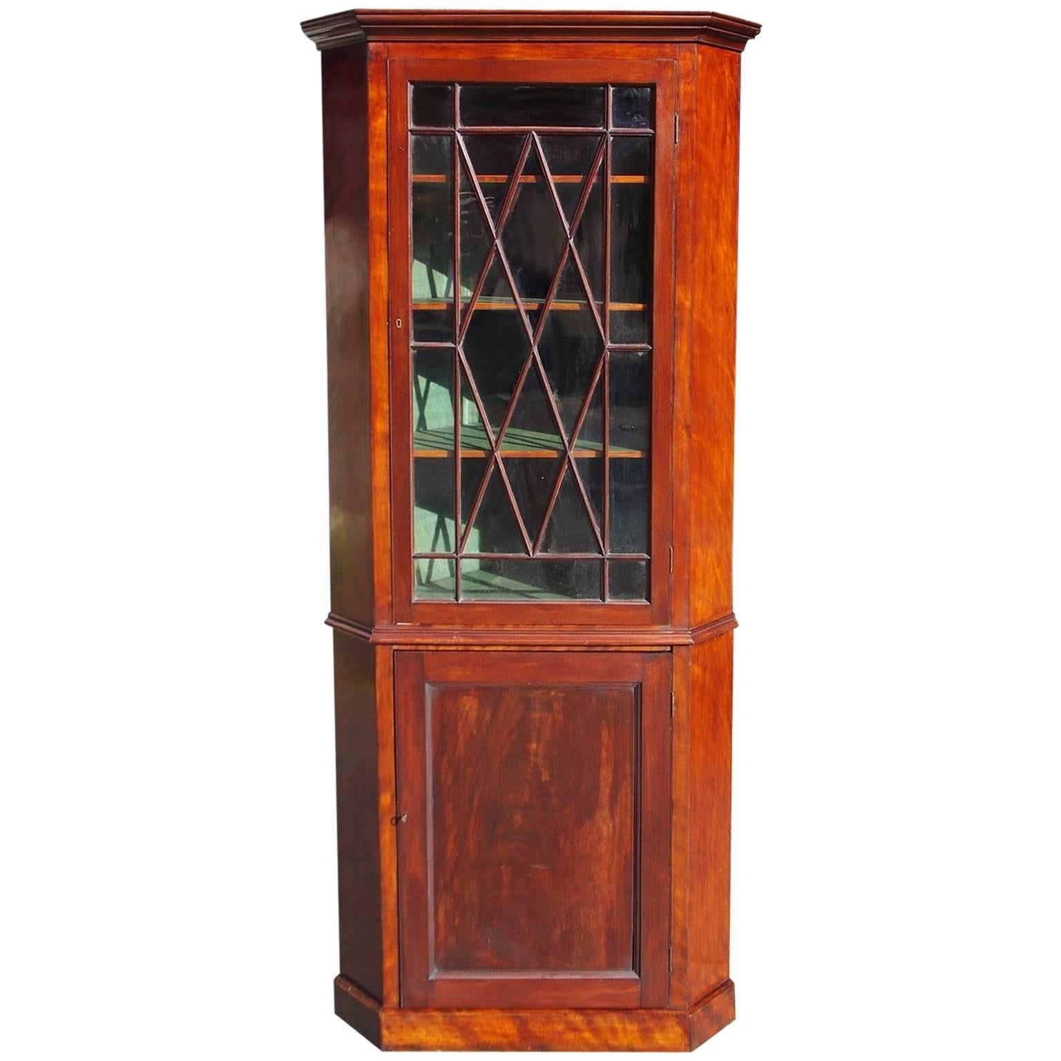 American Federal Mahogany Diminutive Corner Cabinet, Circa 1810