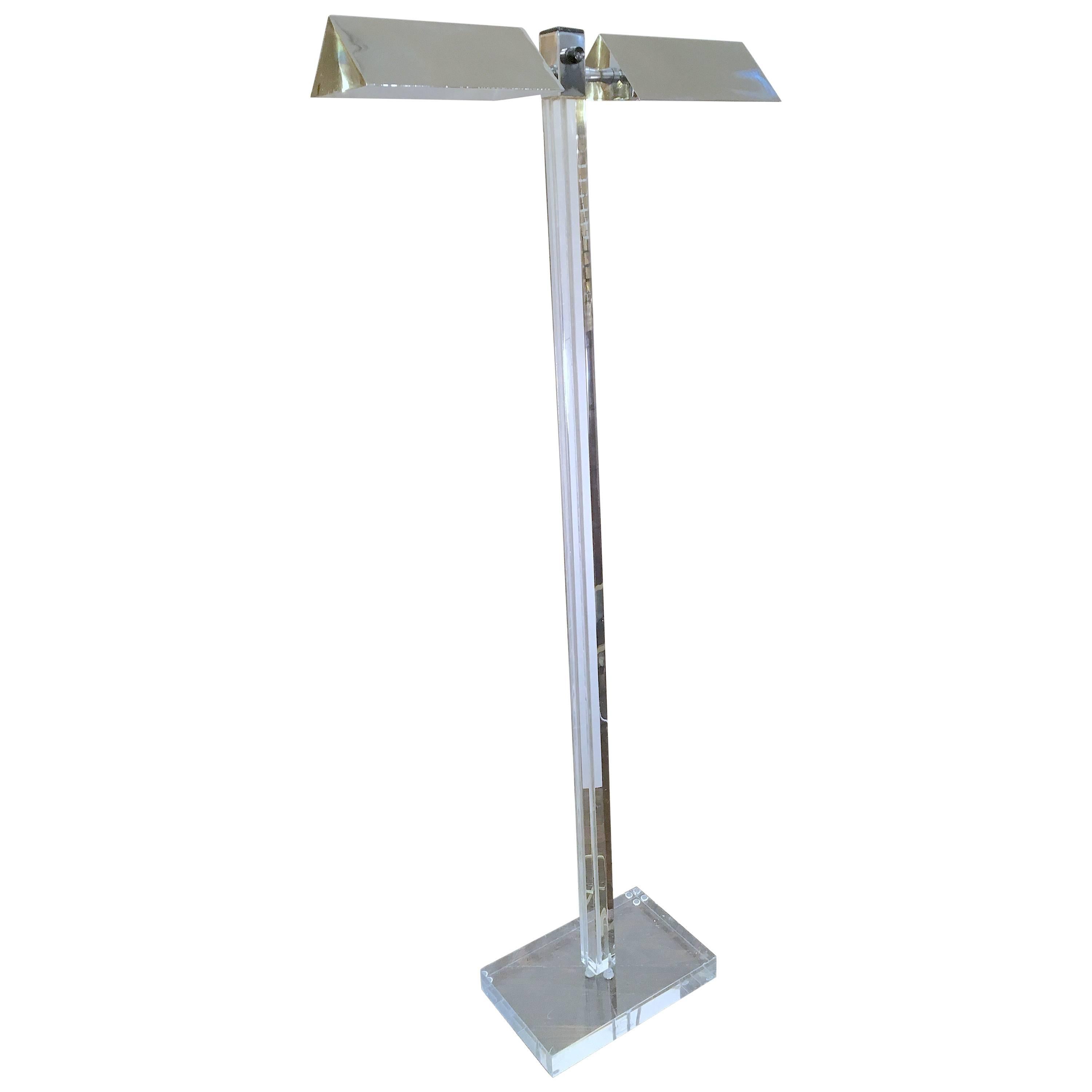 Lucite and Chrome Floor Lamp by George Kovacs For Sale