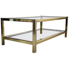 Hollywood Regency Brass and Chrome Coffee Table