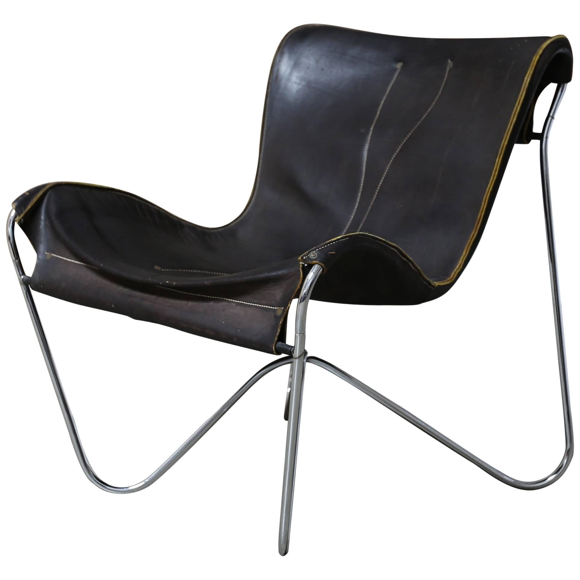Leather and Chrome Lounge Chair by Max Gottschalk