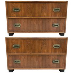 Pair of Walnut Baker Campaign Chests 9