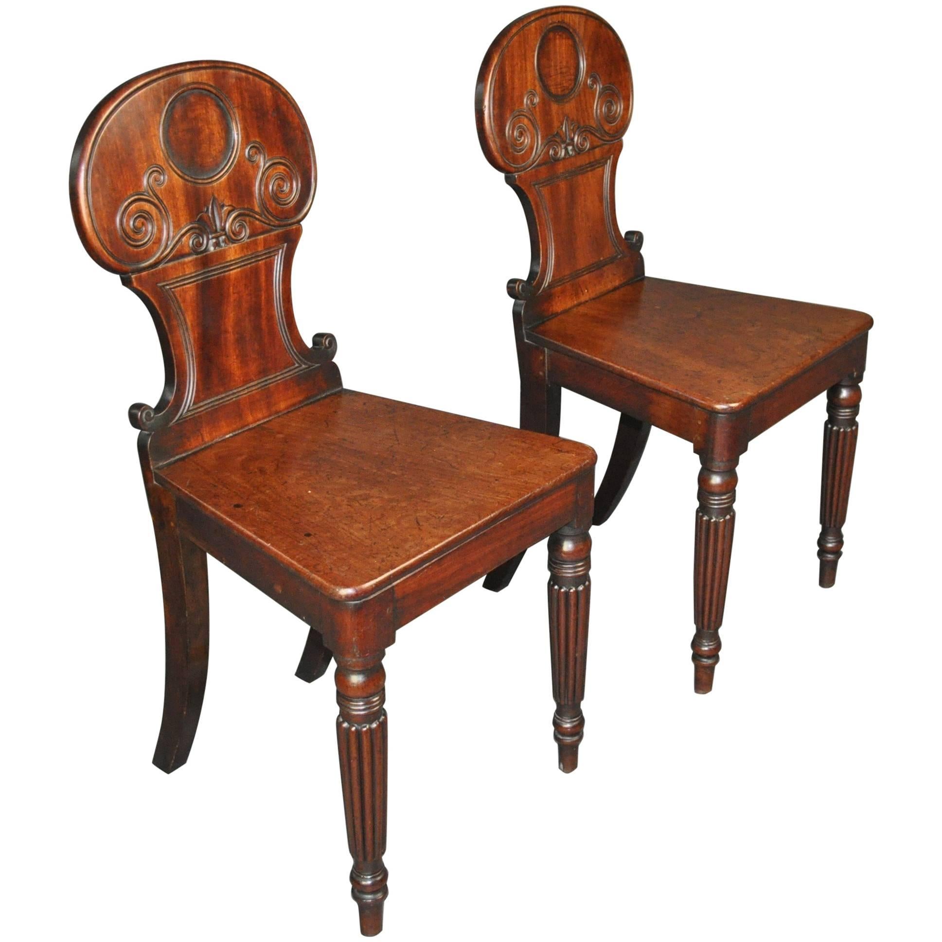 Fine Pair of Regency Hall Chairs For Sale
