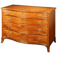 Fine Serpentine Front Satinwood Commode Chest