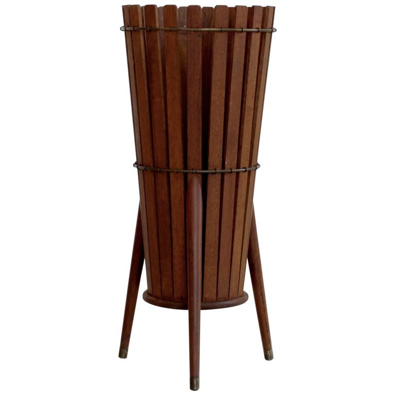 MidCentury Modern Danish Teak Umbrella Stand at 1stdibs
