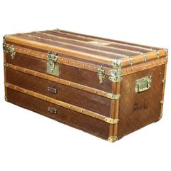 1930s Steamer Trunk French Brand " Aux Etats Unis" 12