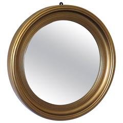 Round Convex Mirror Giltwood in Regency Style with reeded detail, circa 1920