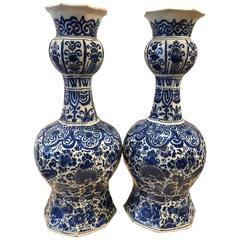 19th Century Dutch Delft Pair of Vases