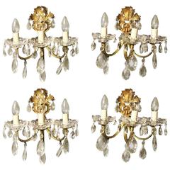 French Set of Four Triple-Arm Antique Wall Lights