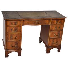 Antique Georgian Style Flame Mahogany Leather Top Desk