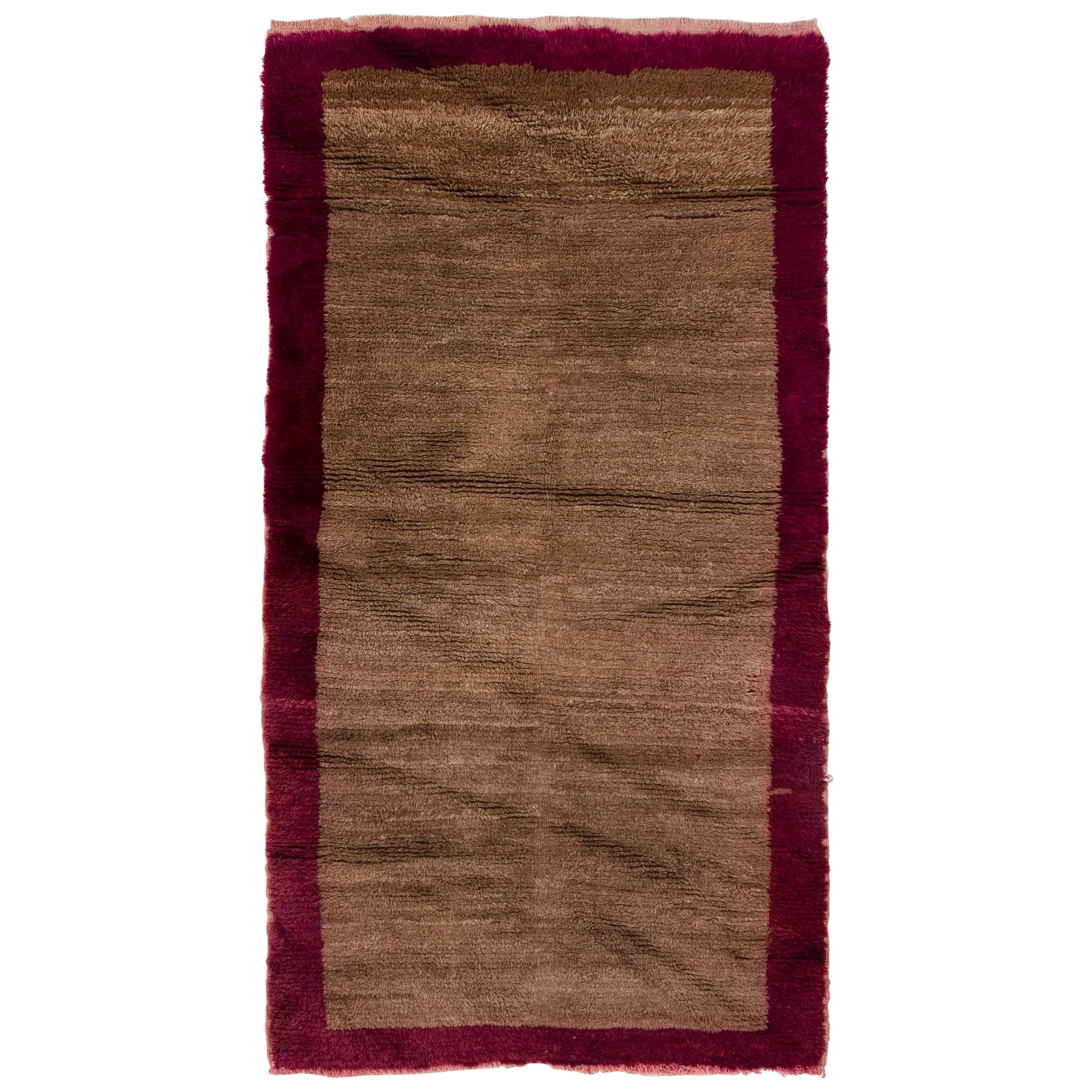 Minimalist Vintage Hand-knotted Anatolian Tulu Rug. 100% Wool. Custom Options.
