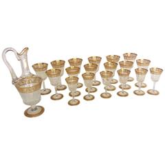 18 Glasses and Decanter in Crystal St Louis Thistle Gold Model, French