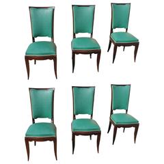 Suite of Six French Art Deco Dining Chairs Style Of Jules Leleu, circa 1940.