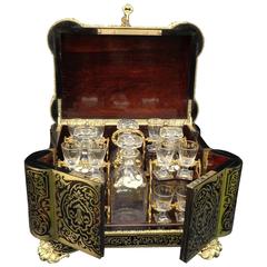 Tantalus Box Complete Stamped Tahan in Boulle Marquetry Napoleon III Period