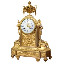 French Napoleon III Period Mantel Clock in Dore Bronze