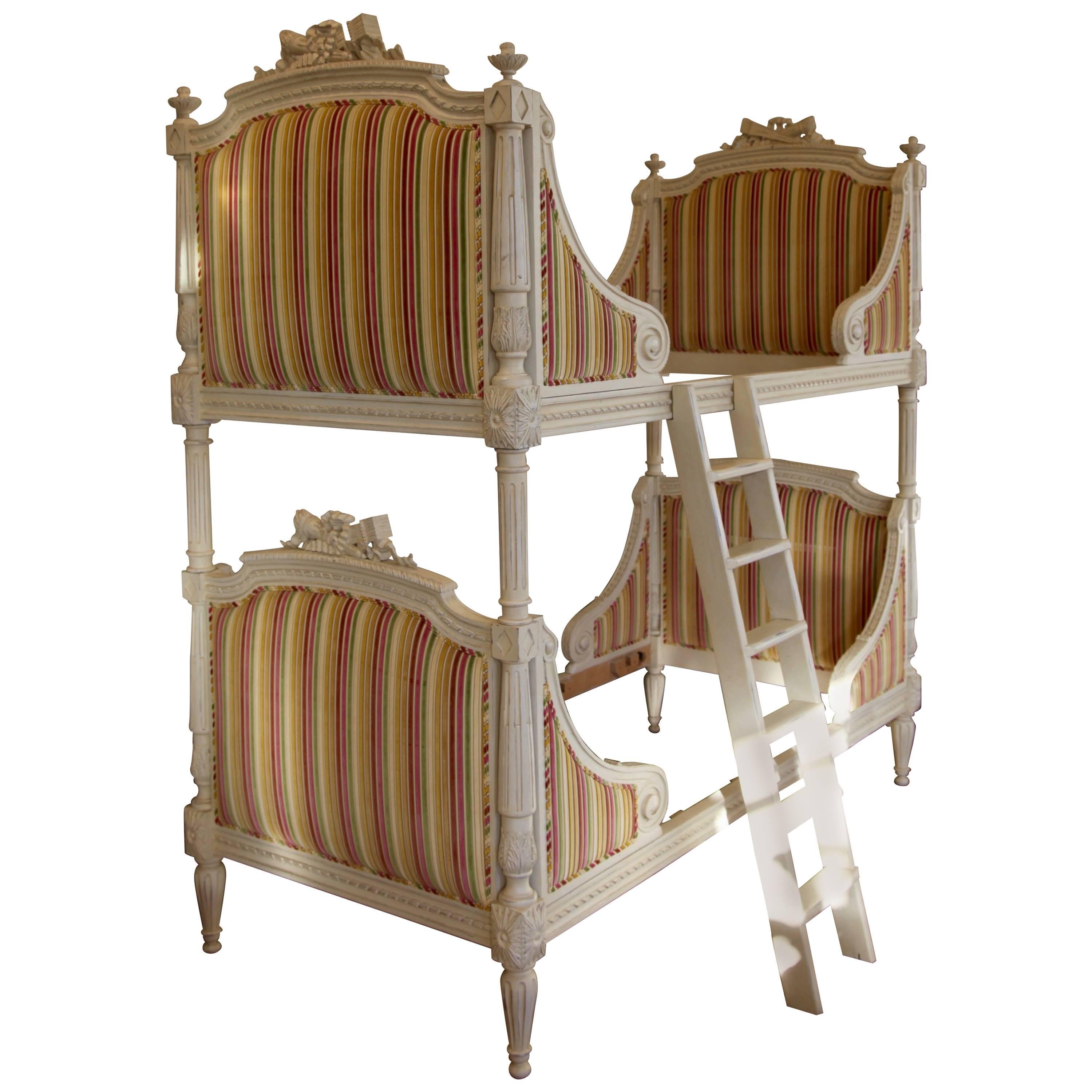 Louis XVI Style Bunk Beds/Matching Pair of Single Beds